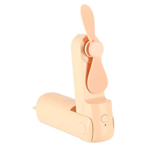 Mini összehajtható USB asztali-kézi ventilátor powerbank funkcióval, rózsaszín