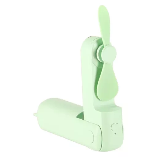 Hordozható mini USB ventilátor 3 sebességgel, powerbank funkcióval, zöld