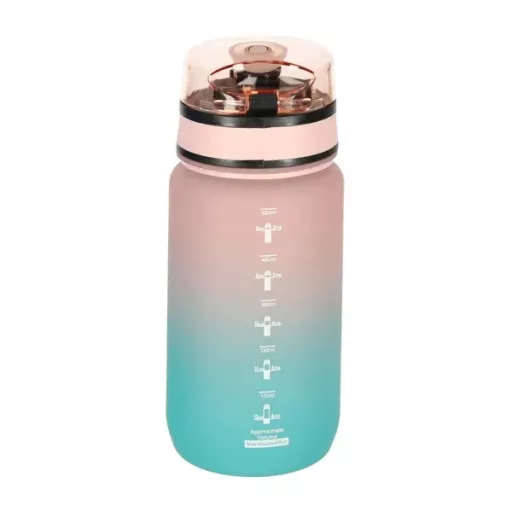 Sport kulacs szívószállal, füles, 600 ml, rózsaszín-kék
