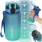Sport kulacs szívószállal, csuklópánttal, 600 ml, kék-zöld