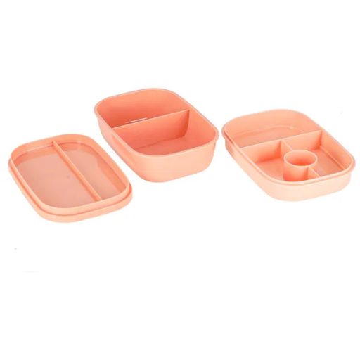 BPA-mentes 3 szintes ebéddoboz 1900 ml, 8 rekeszes, barackszín
