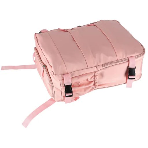 Rózsaszín, 3 rekeszes utazó hátizsák kompressziós pántokkal 45×30×12 cm