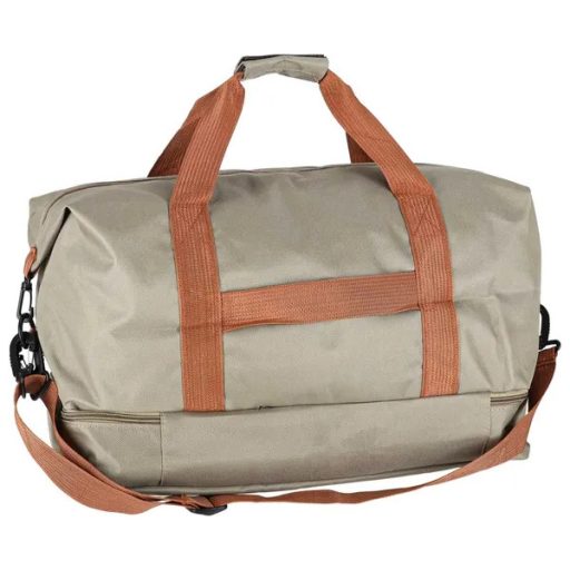 Bézs kézipoggyász méretű sportos utazótáska, 58×34×23 cm, cipőtartóval