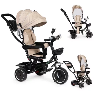   ECOTOYS bézs tricikli, 360° ülés, napellenző, 12–48 hó, 25 kg