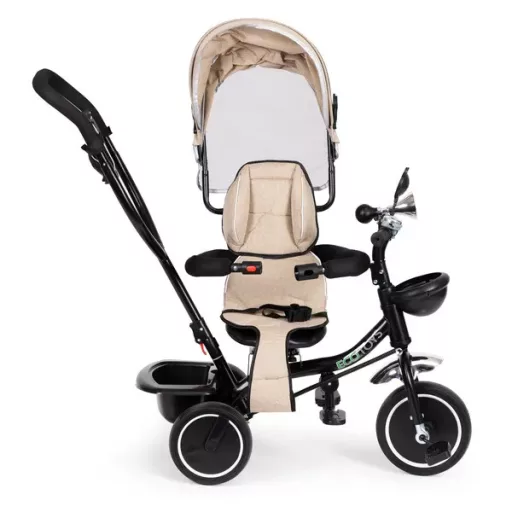 ECOTOYS bézs tricikli, 360° ülés, napellenző, 12–48 hó, 25 kg