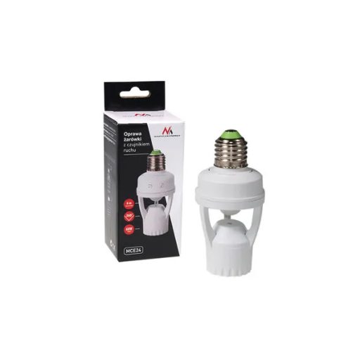 E27 izzófoglalat 360° PIR mozgás- és fényérzékelővel, IP20