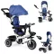 ECOTOYS kék gyermek tricikli 360° forgatható üléssel, acél váz, 6 hó+