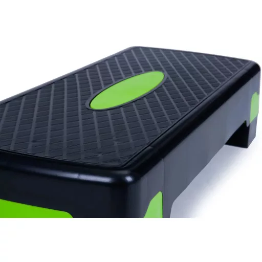 Fitness aerobic- step pad állítható fellépő magassággal, 67x27x10/15 cm, fekete-zöld