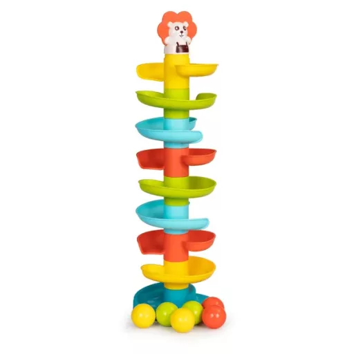 8 szintes golyópálya torony 6 színes golyóval, 18 hónapos+