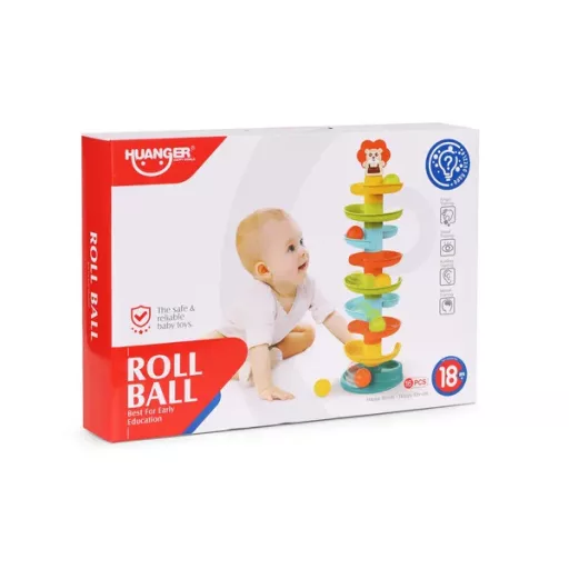 8 szintes golyópálya torony 6 színes golyóval, 18 hónapos+