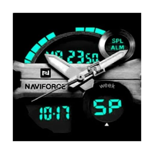 Naviforce Glock férfi kvarc karóra, fekete/piros, WR30, stopper, fém szíj
