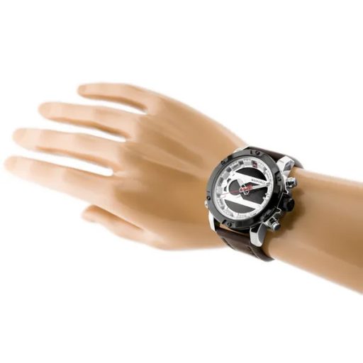 Naviforce NF9097 férfi karóra, barna bőrszíj, ezüst tok, WR30