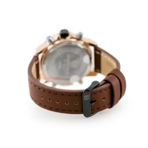 Naviforce férfi kvarcóra, barna bőr szíj, rozéarany 47 mm kronográf