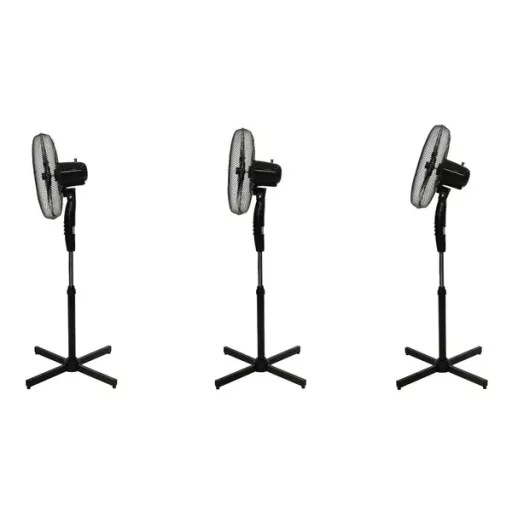 Fekete álló ventilátor 45 W, 5 lapát, 3 üzemmód, állítható magasság