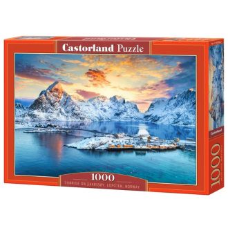   1000 darabos puzzle – Napfelkelte Sakrisøyban, Lofoten, 68×47 cm