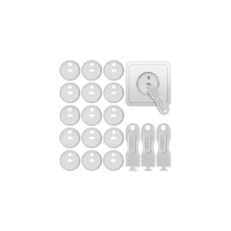   Ruhhy Konnektorvédő nyitó kulccsal, 15+3db,  3,7 x 2,3 cm, fehér