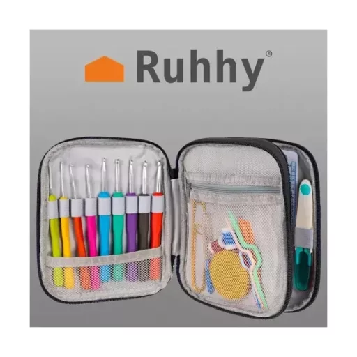 Horgolótű készlet 86 db, ergonomikus alumínium tűk tokban