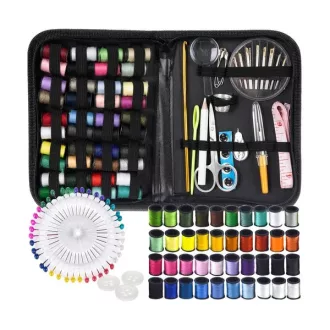   Ruhhy hordozható varrókészlet, 129 részes, színes cérnákkal, tokban