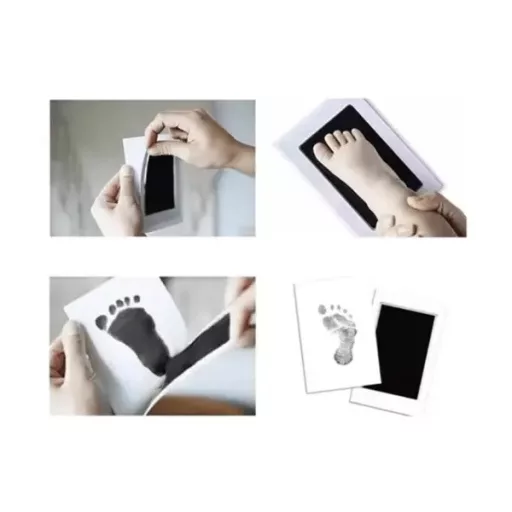 Babatappancs és kézlenyomat készítő, fekete tinta, 5,7×9,9 cm, újrahasználható