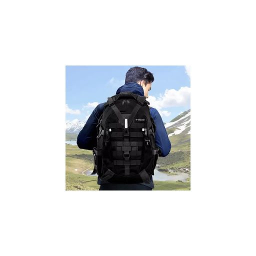 Trizand 20534 katonai/turisztikai hátizsák vízálló védőhuzattal, 25 l, 50x30x22 cm, fekete