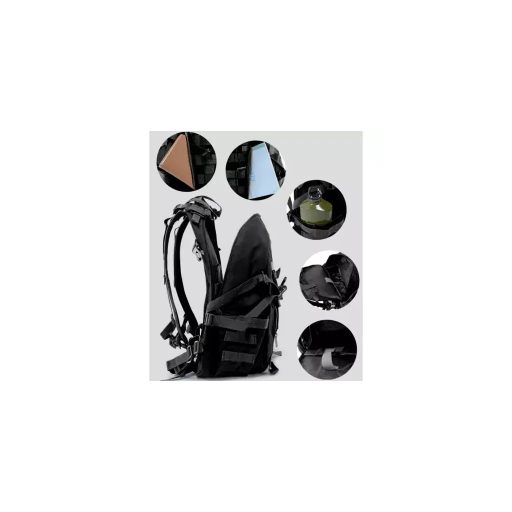 Trizand 20534 katonai/turisztikai hátizsák vízálló védőhuzattal, 25 l, 50x30x22 cm, fekete