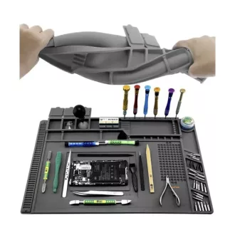   Szilikon szerviz szőnyeg mágneses zsebekkel, 30×45 cm, szürke