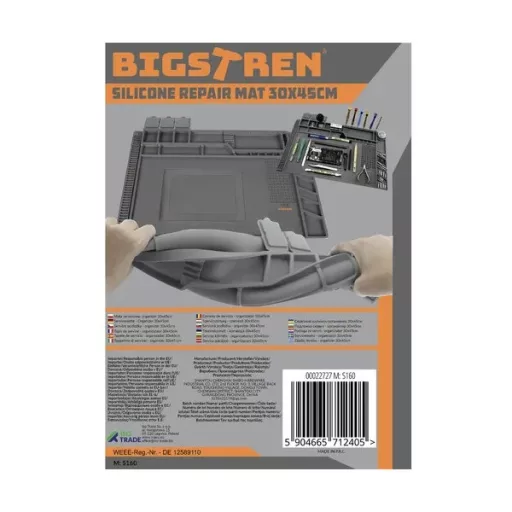 Szilikon szerviz szőnyeg mágneses zsebekkel, 30×45 cm, szürke