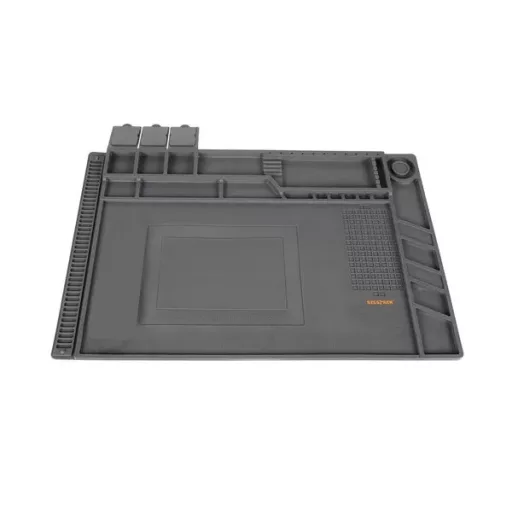 Szilikon szerviz szőnyeg mágneses zsebekkel, 30×45 cm, szürke