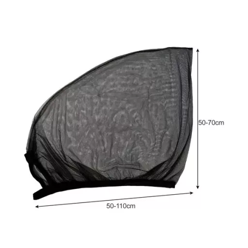 Univerzális első ajtó autó árnyékoló-szúnyogháló, 2 db, fekete, 50-64×50-110 cm