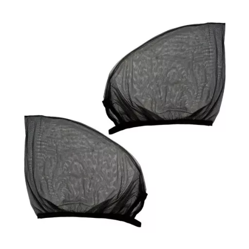 Univerzális első ajtó autó árnyékoló-szúnyogháló, 2 db, fekete, 50-64×50-110 cm