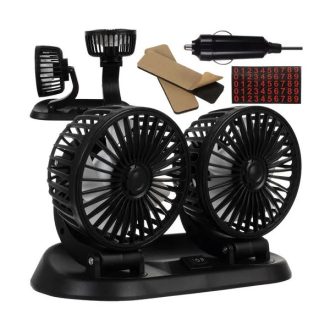   Dupla fejes autóventilátor 12 V, 360° forgatható, 2 sebesség, csendes – Xtrobb