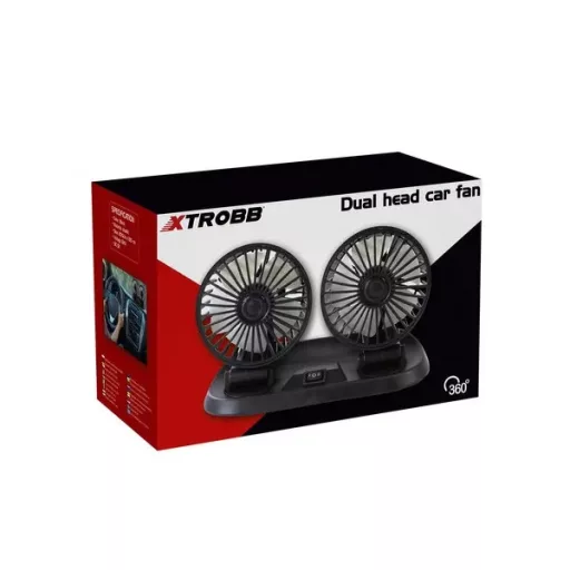Dupla fejes autóventilátor 12 V, 360° forgatható, 2 sebesség, csendes – Xtrobb