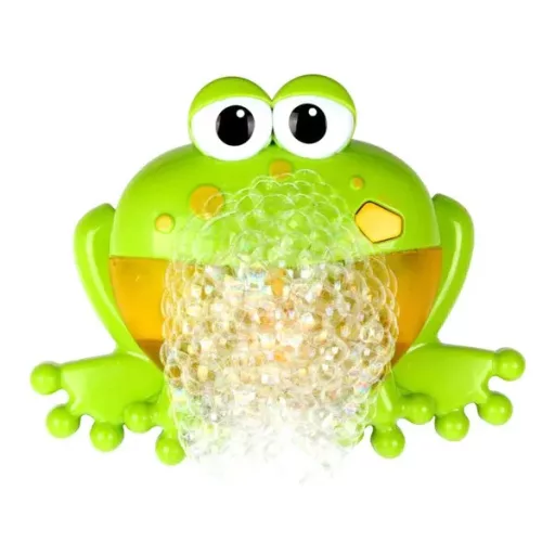 Vidám buborékfújó béka fürdőjáték, elemes, tapadókorongos