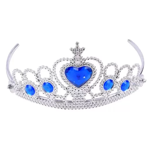 Kék hercegnői jelmezkészlet: korona, jogar, fonott hajcsat, kesztyű