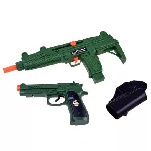 Gyerek katonai jelmez szett hangot adó fegyverekkel, mellénnyel