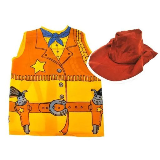 Gyerek mellényes jelmez fejfedővel – rendőr/indián/cowboy/lovag, 3-8 év