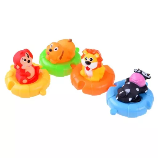Fürdőjáték készlet 4 gumis állattal és úszó puzzle elemekkel