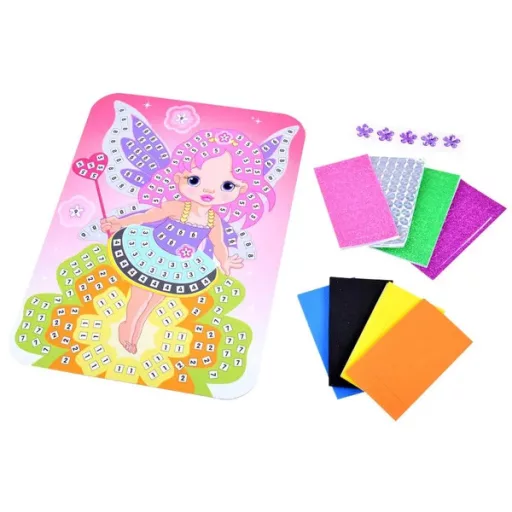 Tündéres mozaik matricás kép, habszivacs négyzetekkel, 21.5×16 cm