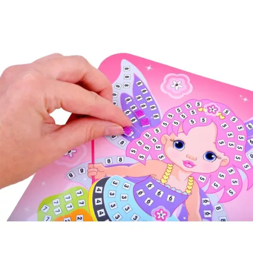 Tündéres mozaik matricás kép, habszivacs négyzetekkel, 21.5×16 cm