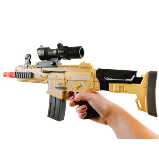 Hablövedékes játék puska hang- és fényhatással, 48 cm, 10 lövedék