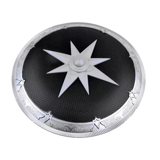 Gyerek lovagi játékkészlet 2 műanyag karddal és 35 cm-es pajzzsal, ezüst-fekete