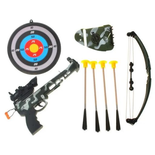 Gyerek számszeríj lézeres célzóval, tapadókorongos nyilakkal és céltáblával