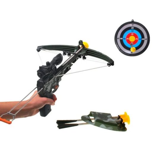 Gyerek számszeríj lézeres célzóval, tapadókorongos nyilakkal és céltáblával