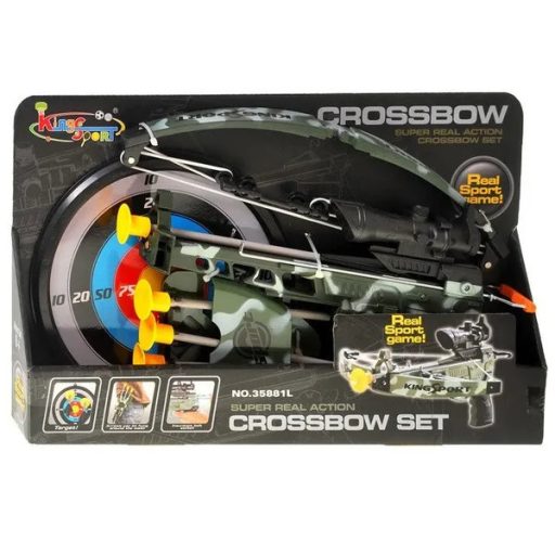 Gyerek számszeríj lézeres célzóval, tapadókorongos nyilakkal és céltáblával