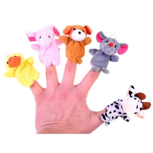 Plüss állatos ujjbábok, 10 darabos készlet gyerekeknek