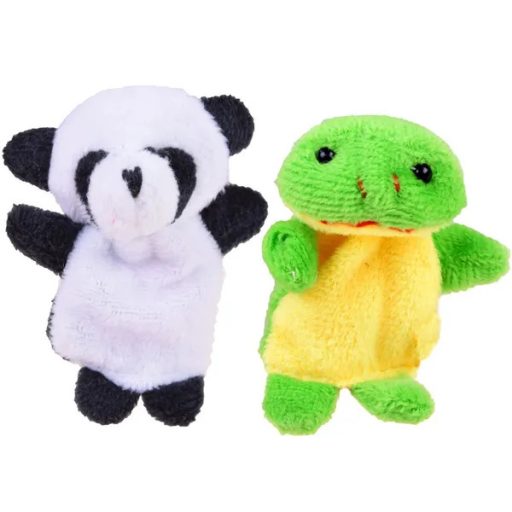 Plüss állatos ujjbábok, 10 darabos készlet gyerekeknek