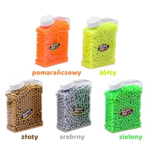 6 mm műanyag airsoft BB golyók palackban, kb. 125 g