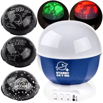   RGB zenélő projektor éjjeli lámpa gyerekeknek, 3 mintabetéttel