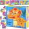 Dinókocka puzzle készlet, 9 db nagy kartonkocka, 6 kép