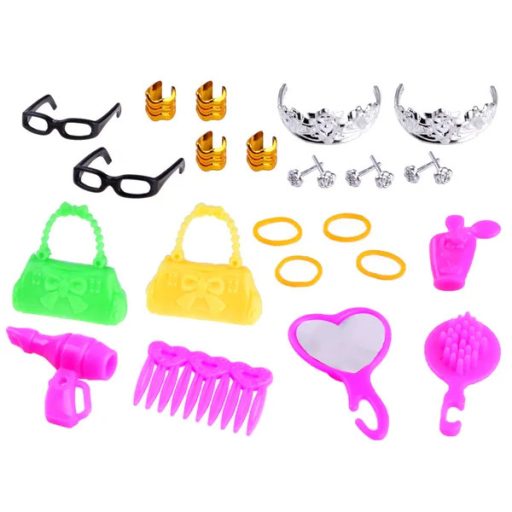 Babaruha és kiegészítő készlet – 10 nyári ruha, 15 pár cipő, ékszerek